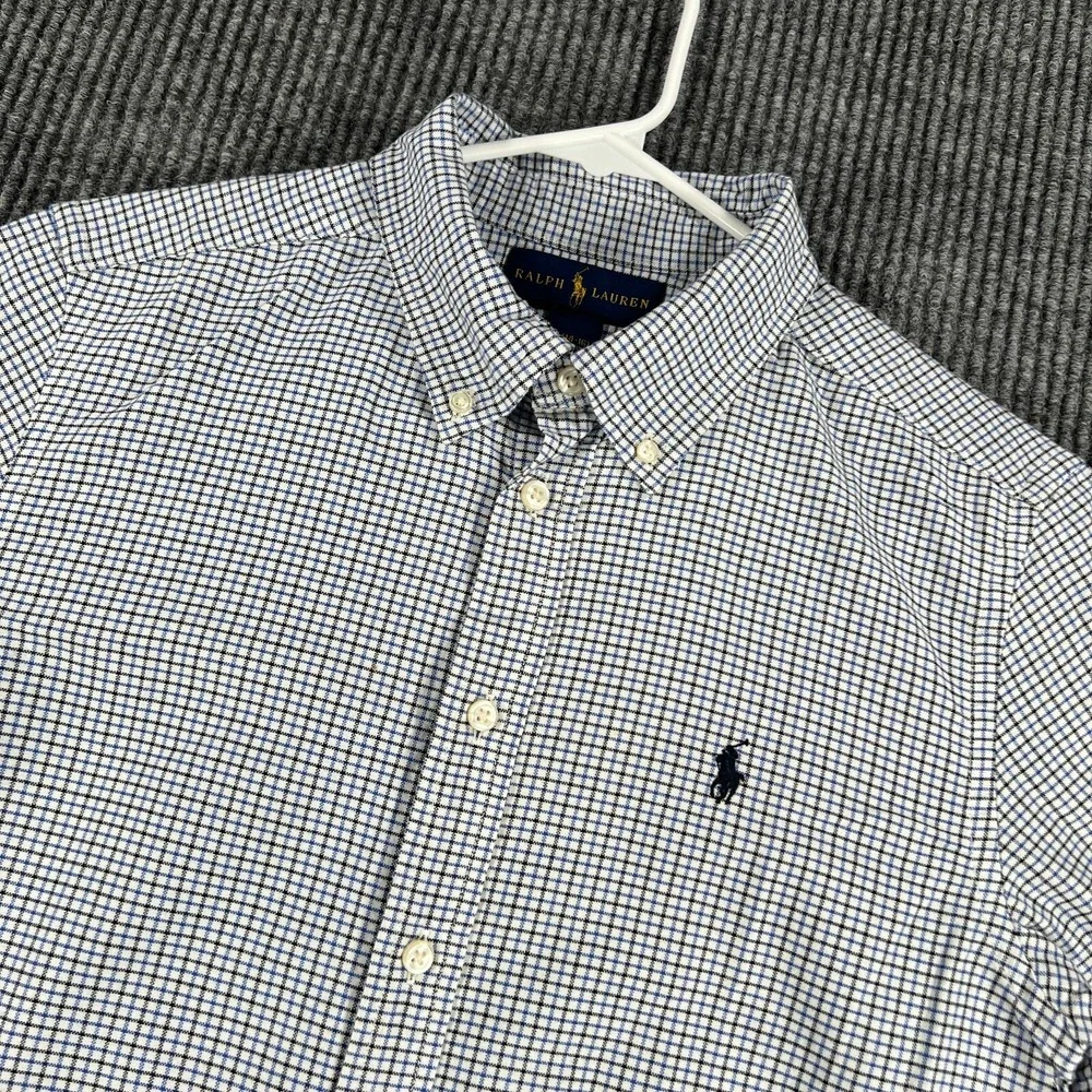 Ralph Lauren Shirt Youth Boys Large Blue Check Long Sleeve Button Down Dress